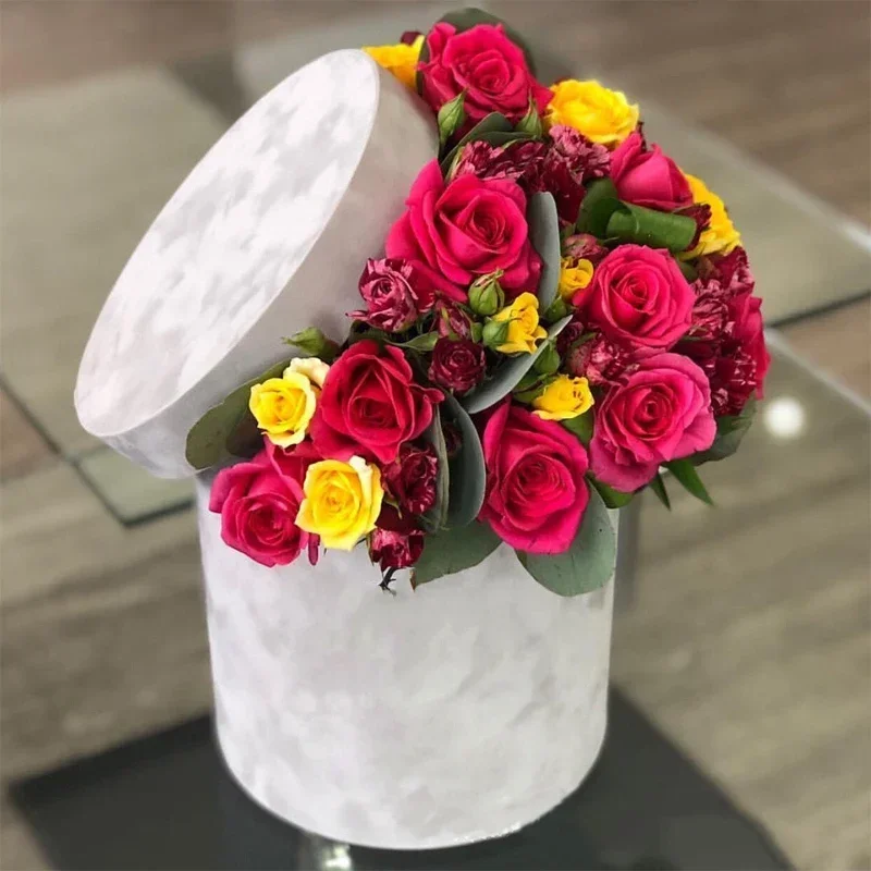 Florist Supply Buckets - 3Pcs/Set Round Shape Velvet Gift Box