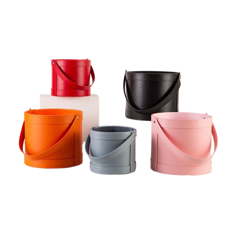 Portable Leather Round Gift Bo - Florist Supply Buckets review and price
